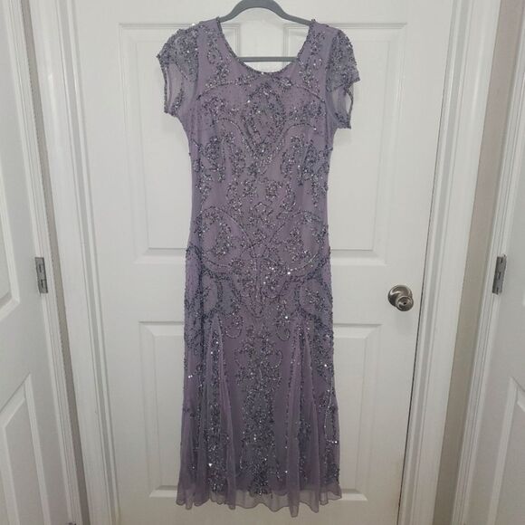 Coldwater Creek Purple Flutter Sleeve Midi Gown Size 10P - Picture 1 of 12